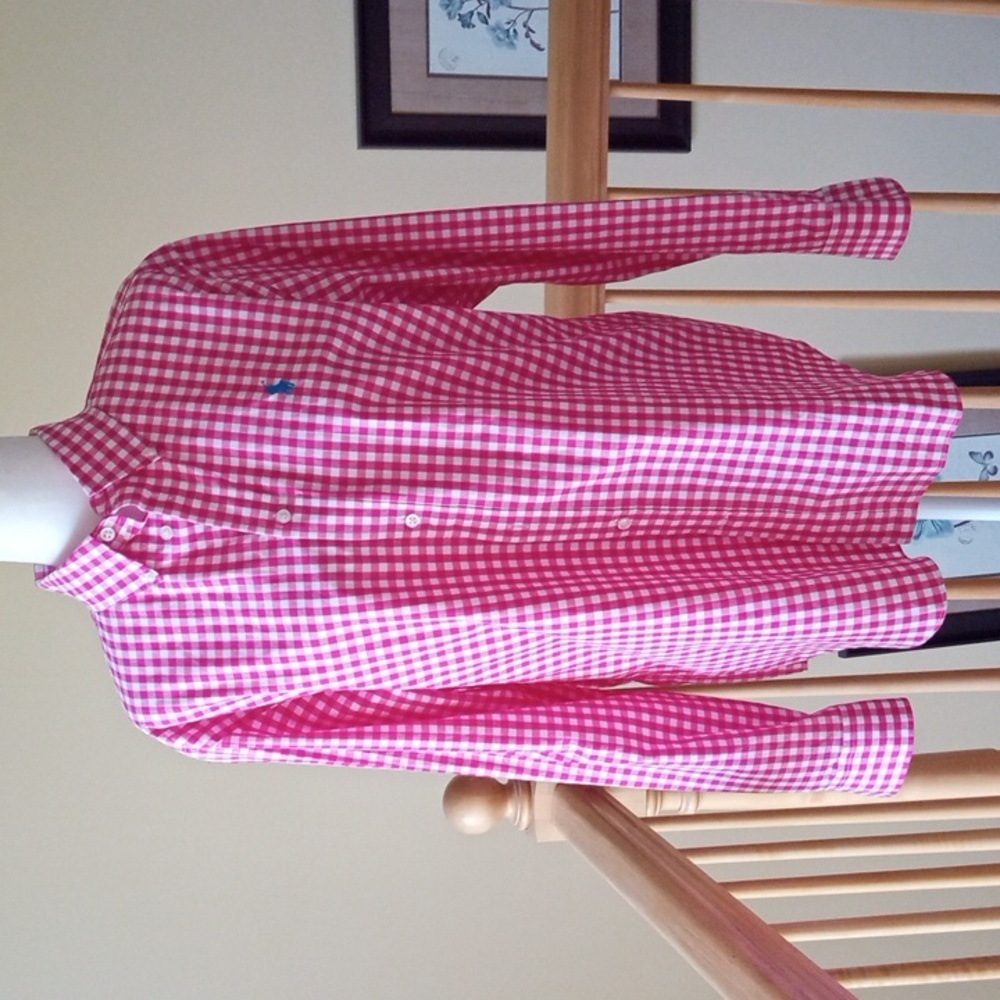Ralph Lauren blue label 100% cotton gingham dress shirt new without tags